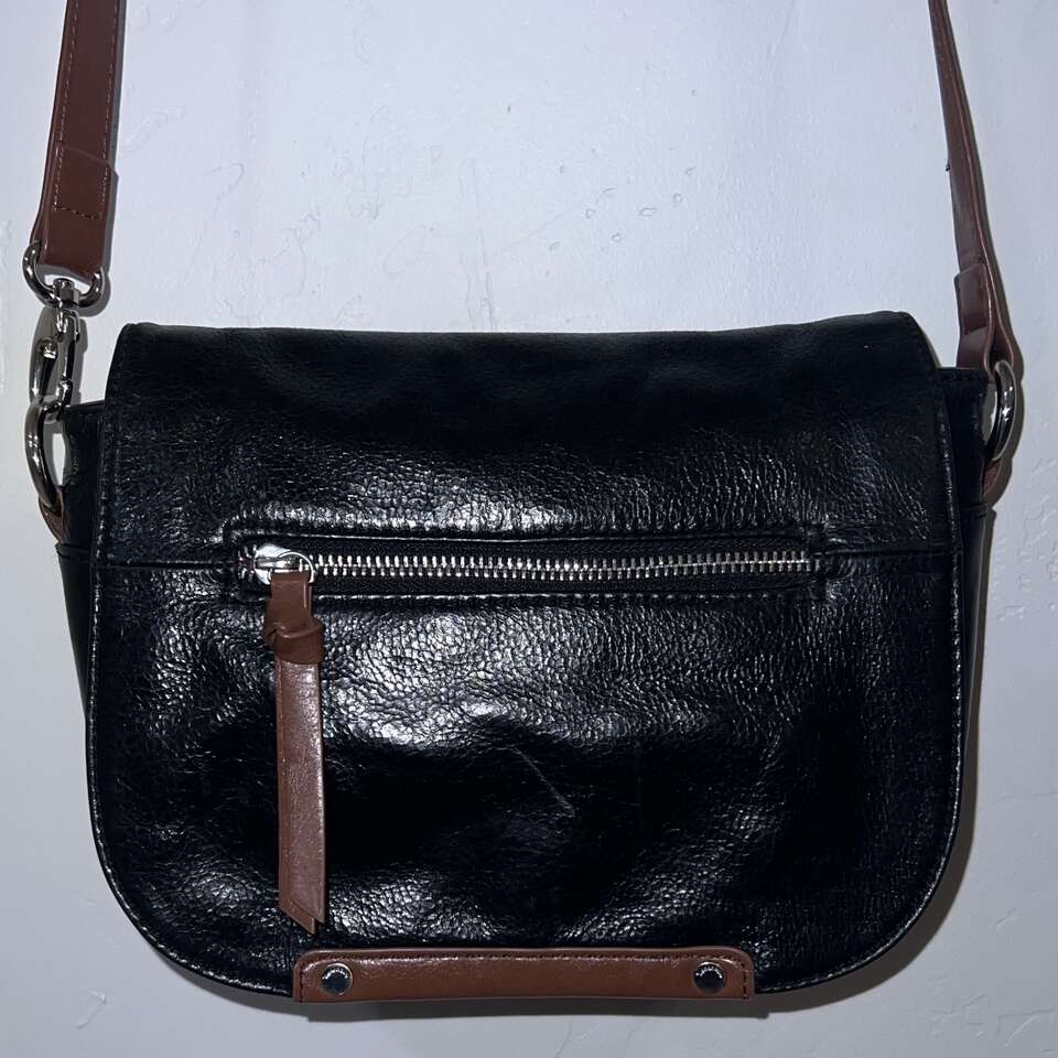 Tignanello Vintage Black and Brown Leather Crossbody Purse