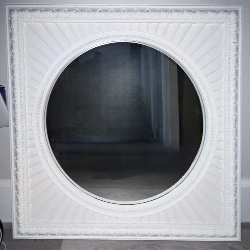White Lightly Distressed Mirror - 24 x 24