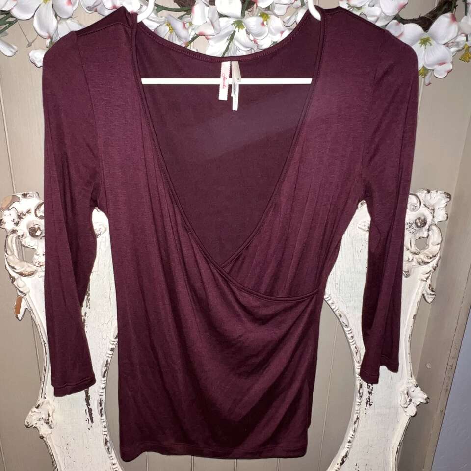 Frenchi Burgandy Crossover Blouse from Nordstrom - Size Medium