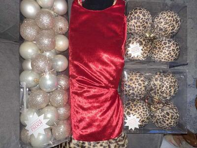 Leopard Print Christmas Tree Skirt and Ornaments