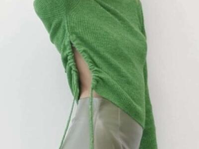 Zara Green Sweater with Peek-a-Boo Side Cinch - Size Medium