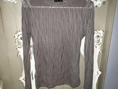 Zara Gray Sheer Wave Print Long Sleeve Shirt - Size Medium