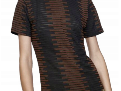 Zara Brown and Black High Neck Mesh Shirt - Size Small
