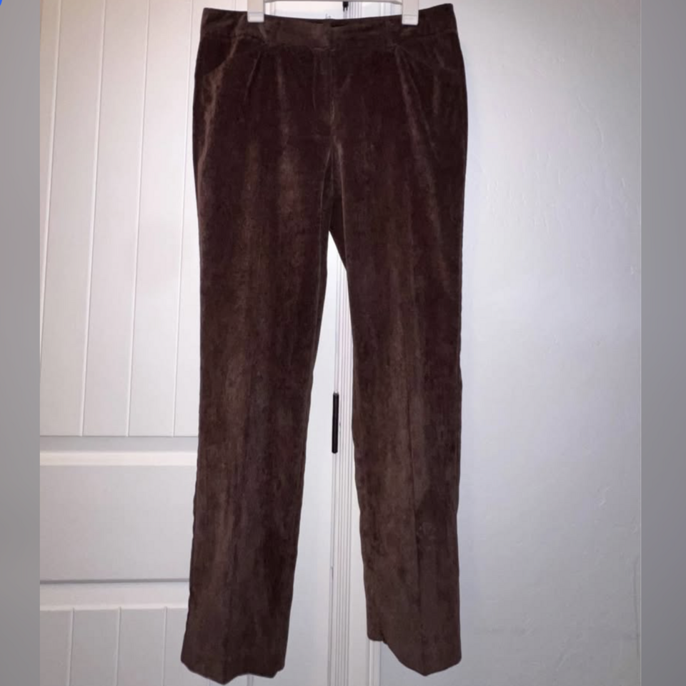 Brown Soft Corduroy Pants Womens Size 12 – Stretch Work Dress Slacks