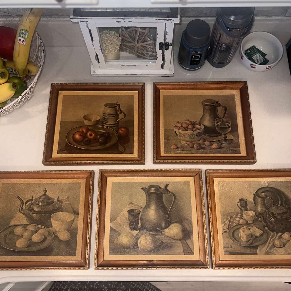 Vintage Henk Bos Framed Still Life Prints – Set of 5