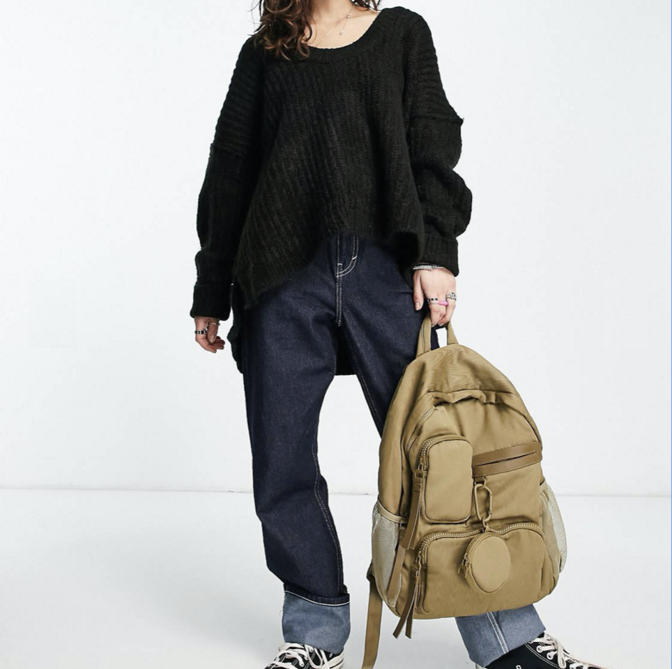 Free People Black Cable Knit Oversized Sweater NWT - Size Small