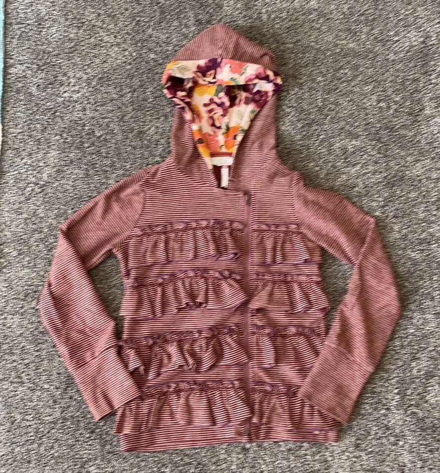 Matilda Jane Striped Ruffle Zippered Sweatshirt