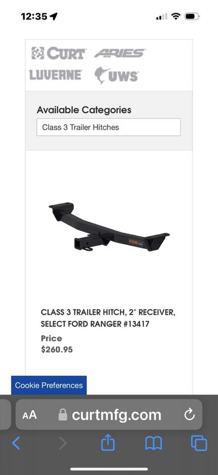 Ford Ranger - Curt Tow Hitch