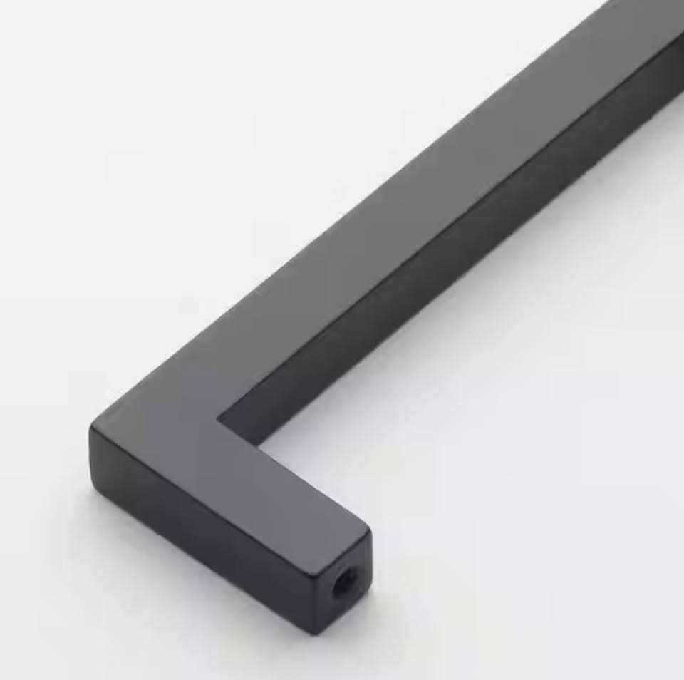 19x 7-9/16 in. Matte Black Solid Square Slim Cabinet Drawer Bar Pulls