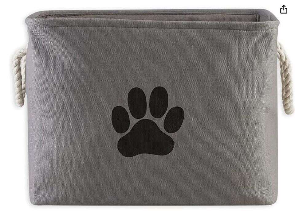 DII Paw Print Collapsible Bin With Rope Handles, 10x12x16