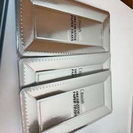 90x Metallic Silver Long Rectangular Paper Platters
