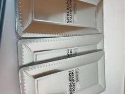 90x Metallic Silver Long Rectangular Paper Platters