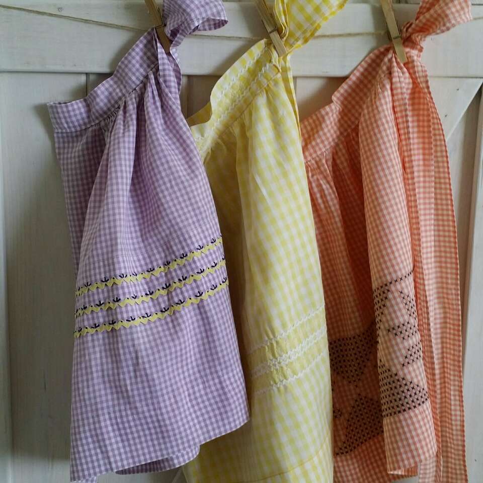 Vintage Farmhouse Gingham Half Aprons