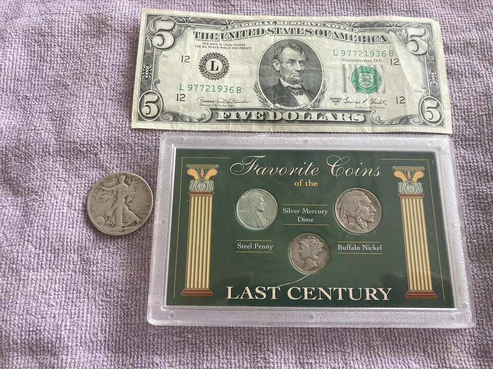 1969 $5bill, 1943 walker and fav coin set