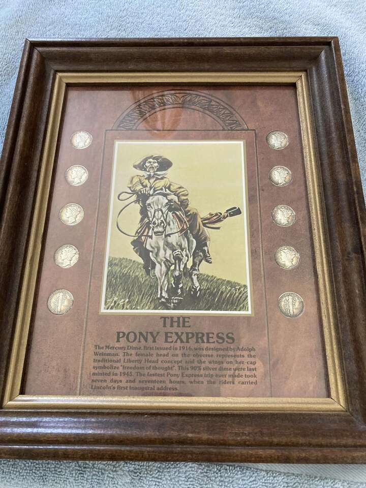 The Pony express framed mercury dimes