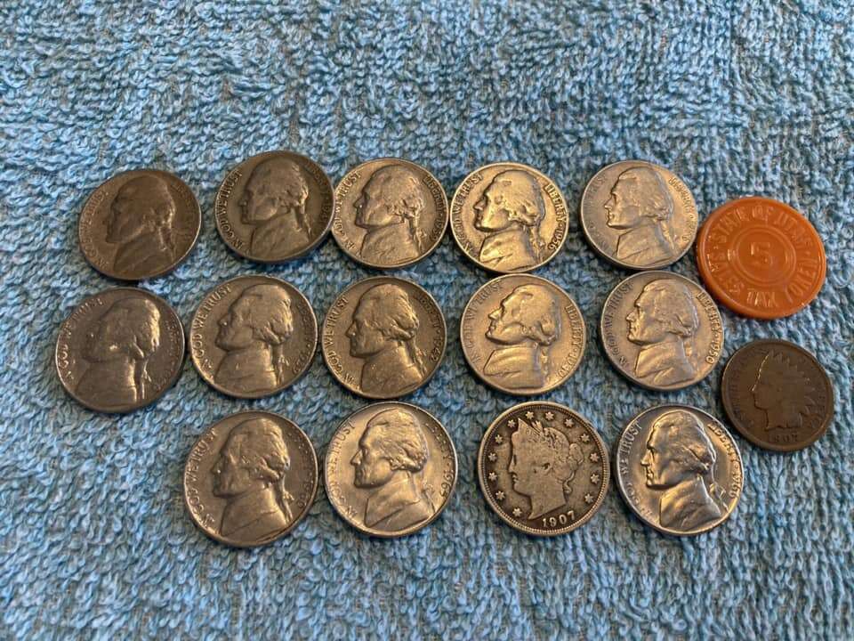 V nickel, 13 jefferson nickels 1939-1966 f- unc