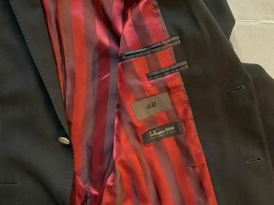 Mens 100% Wool Blazer Jacket 34R Dark Blue Black