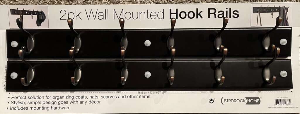 New 2pk Wall Mounted Hook Rails Oil Robbed Bronze