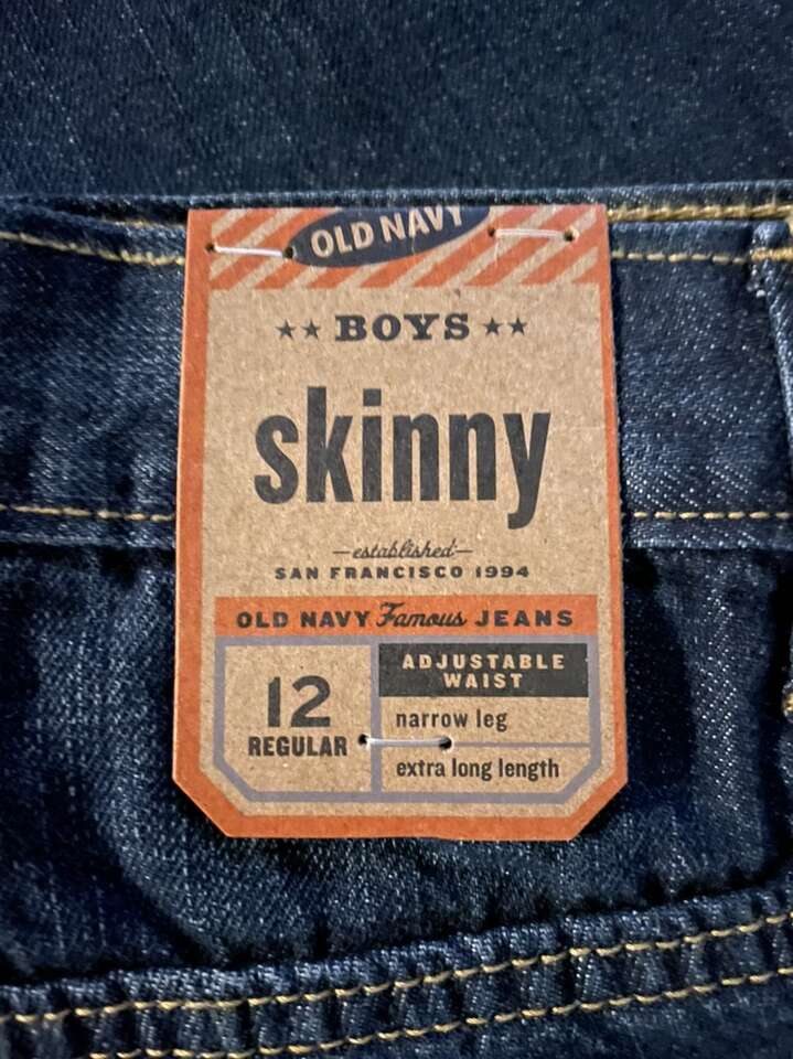 New Old Navy Boys Skinny Jeans Adj. Waist Size 12