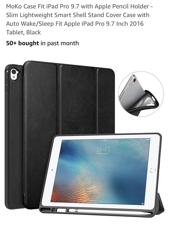 MoKo iPad Pro 9.7 Case With Pencil Holder Black