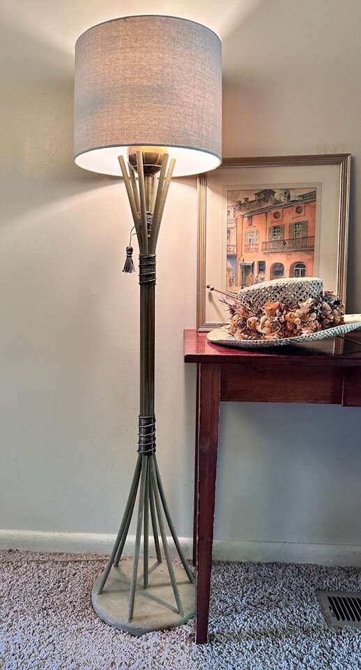 Vintage Atomic Style MCM Iron & Brass Floor Lamp