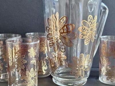 Vintage Gold Gilded Corningware Beverage Set