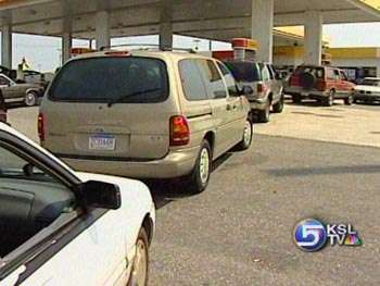 People Wait in Line for Hours for Gas