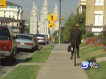 Man Rides Unicycle to/from Work
