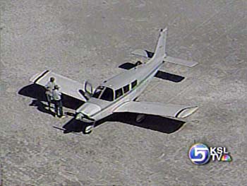Light Plane Lands on Great Salt Lake Sand Bar