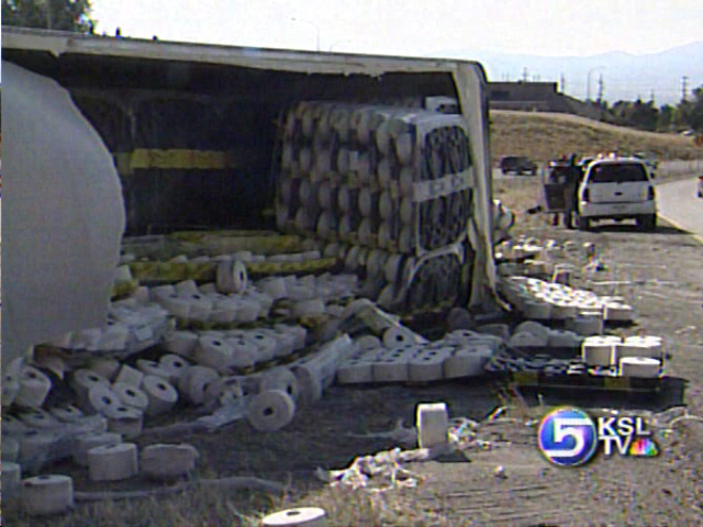 Truck Overturns, Spilling Yarn 