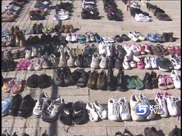 Thousands Of Shoes Laid Out In AIDS Rally