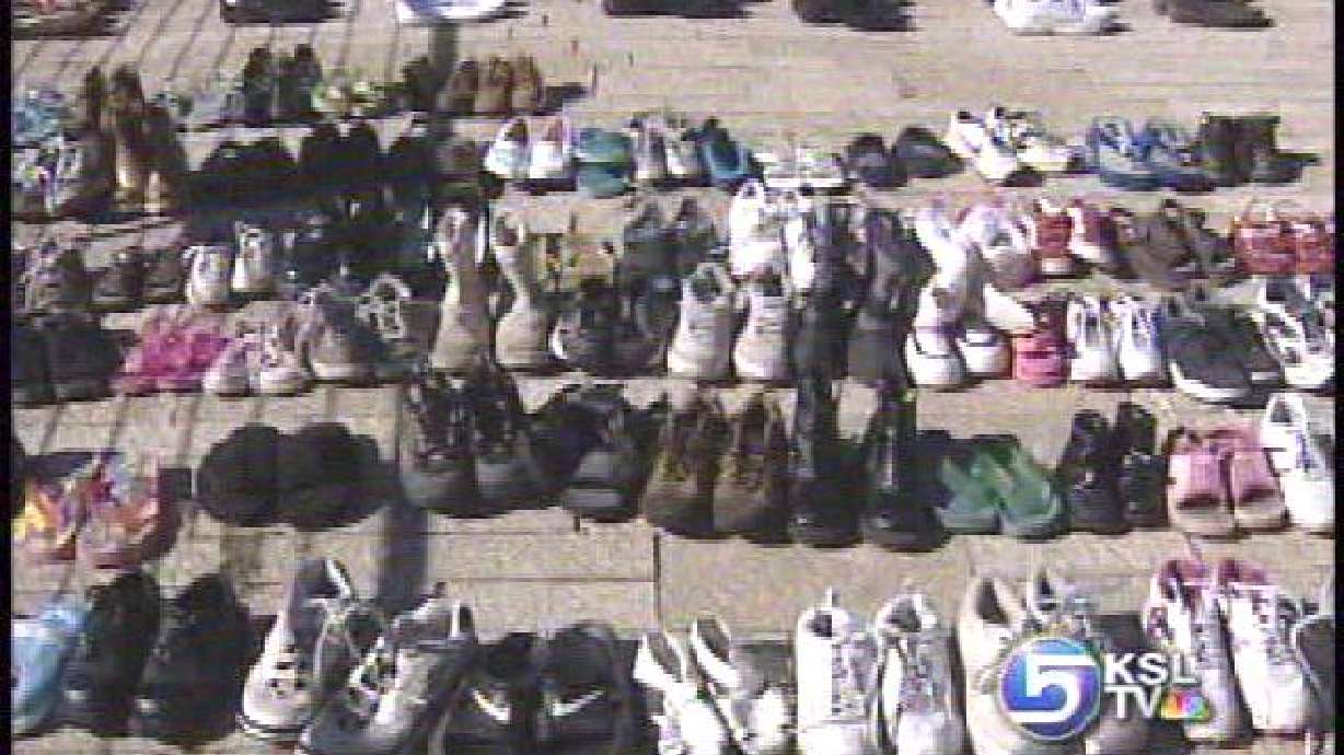 Thousands Of Shoes Laid Out In AIDS Rally
