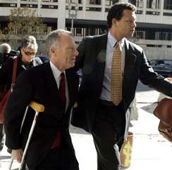 Former chief of staff to Vice President Dick Cheney, I. Lewis "Scooter" Libby, arrives at the U.S. District Court on Thursday, Nov. 3, 2005, in Washington.