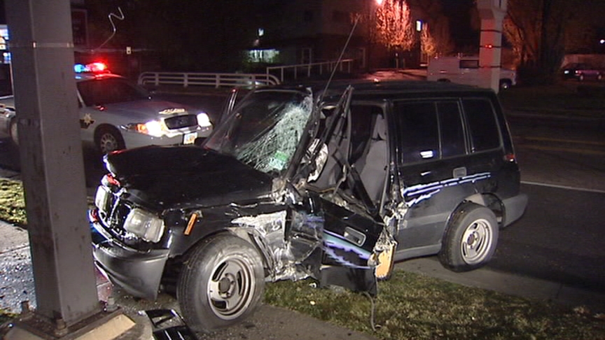 Driver Injured When SUV Hits Lightpole