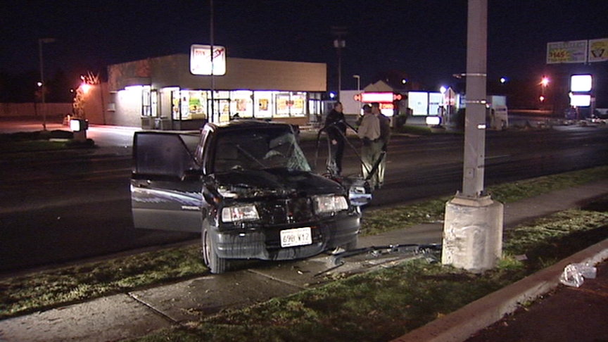 Driver Injured When SUV Hits Lightpole