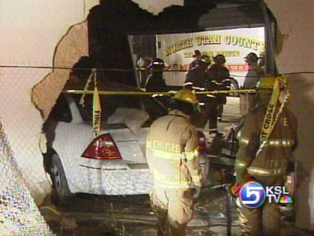 Man Drives Off Freeway into Storage Shed