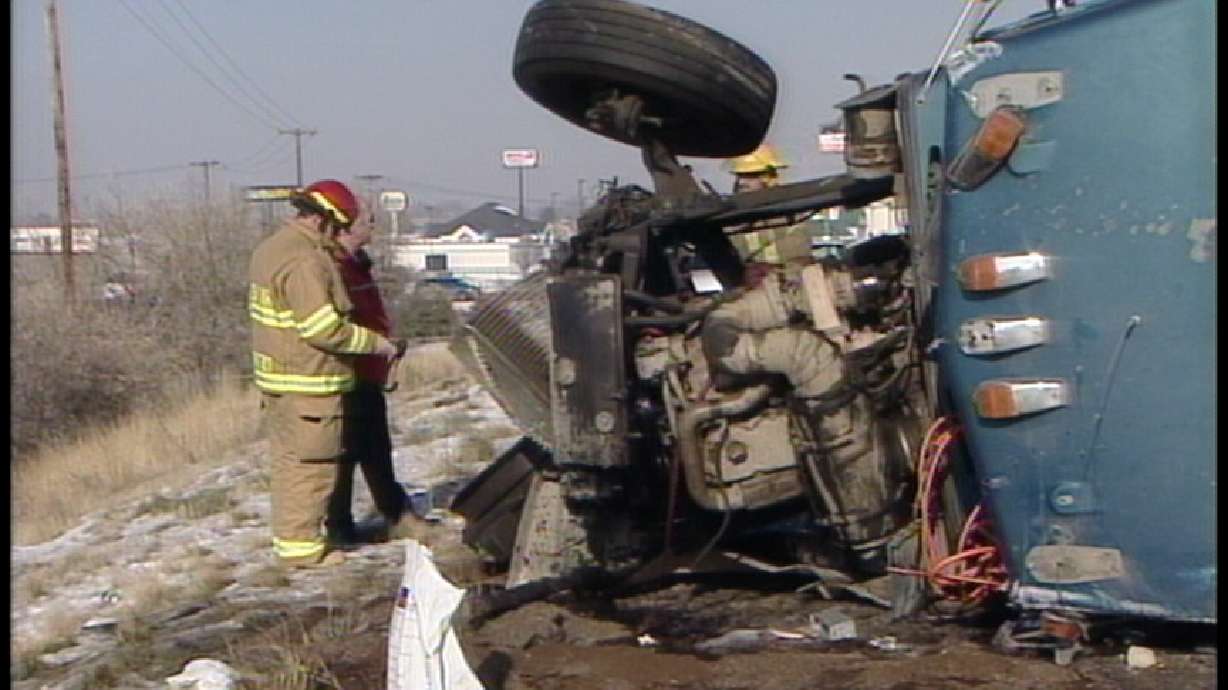 Dump Truck Rolls on Lehi I-15 On-ramp