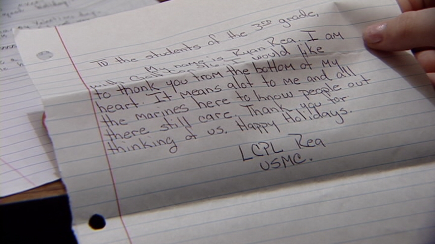 Third Graders Brightening Marines' Holidays