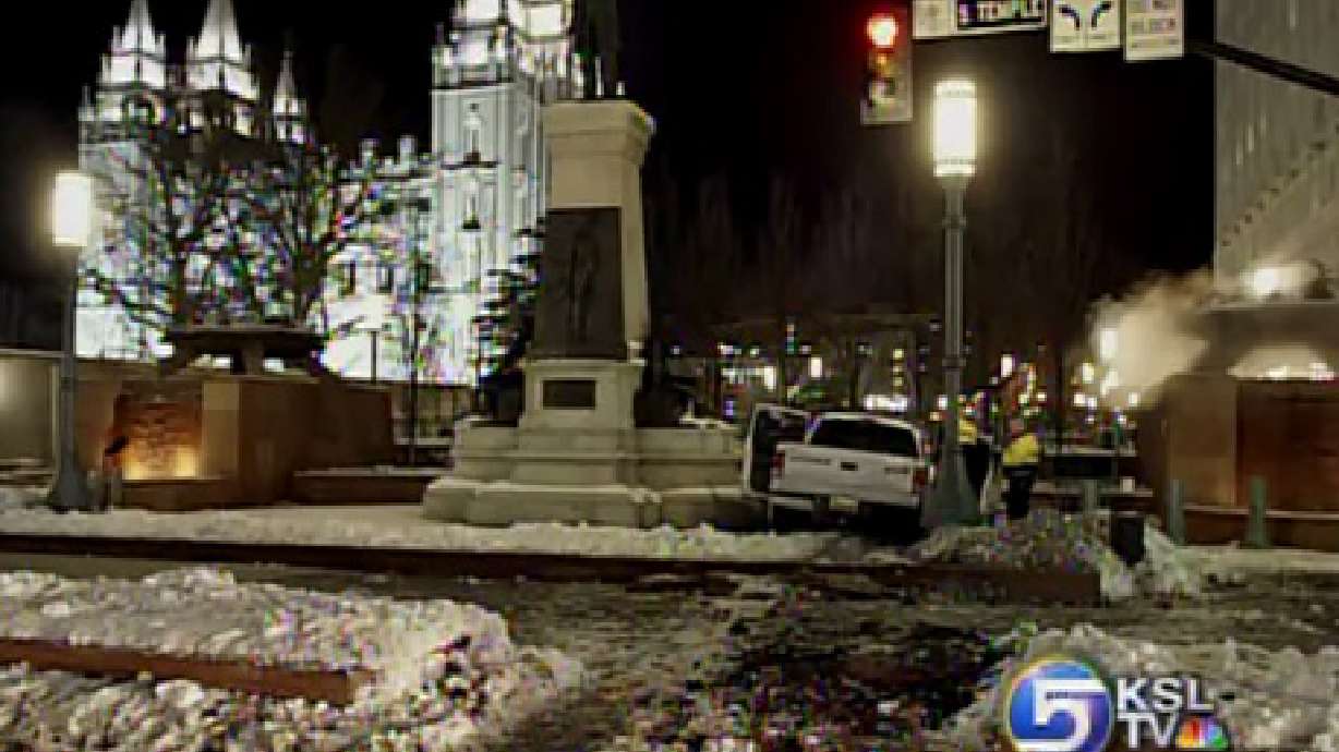 Truck Crashes on Main Street Plaza