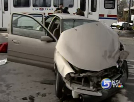 Car Derails TRAX Train