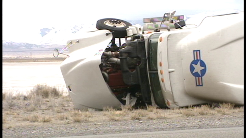 High Winds Blow Over Semi on I-80
