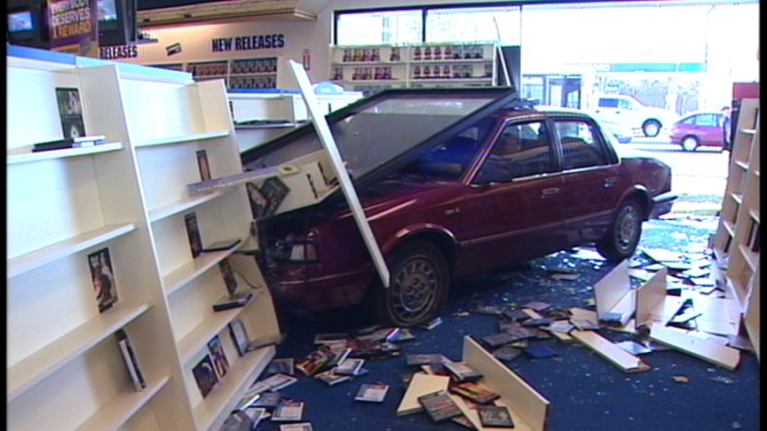 Car Plows Into Blockbuster Store