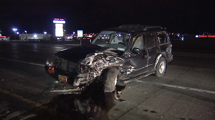 Stalled Car Gets Hit Twice on I-15