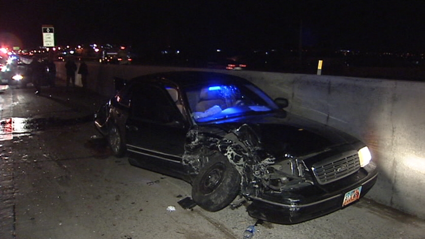 Stalled Car Gets Hit Twice on I-15