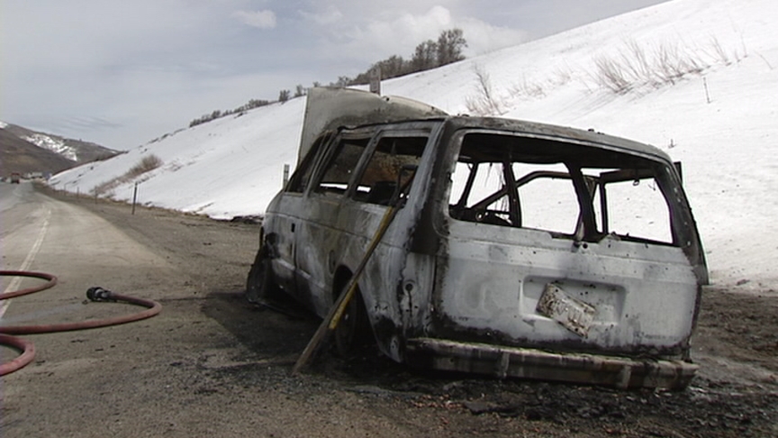 Van Engulfed in Flames on Way to Wyoming