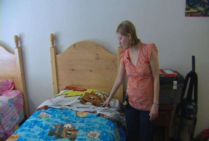 Melanie Honn shows off her children's new room