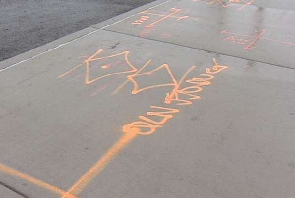 Markings indicating where gas lines are located.