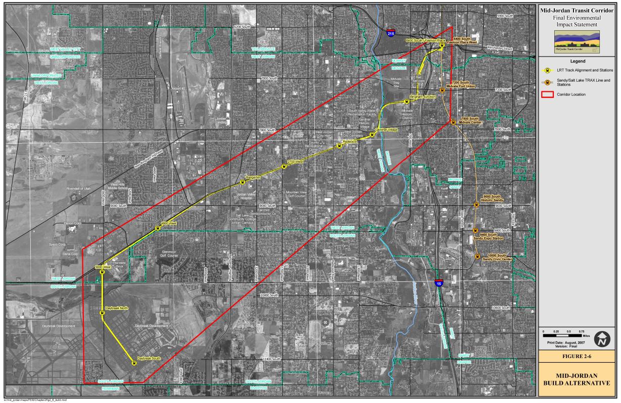 Map of mid-Jordan TRAX line. Click to enlarge