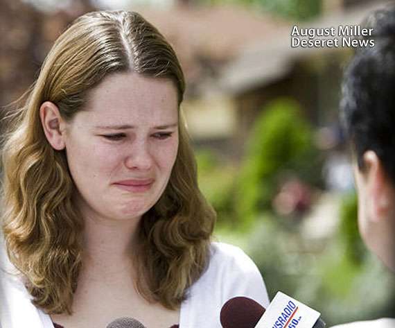 Wendy Kerbs' daughter-in-law Ashley Kerbs talks to reporters.