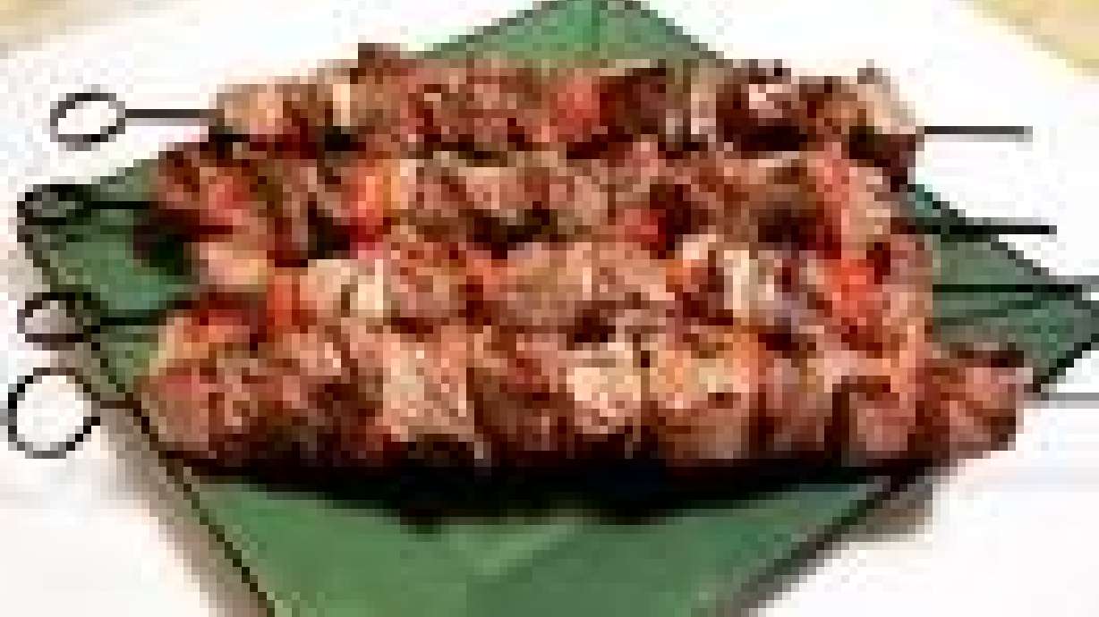 Rib-Eye, New Potato, and Portobello Kebabs